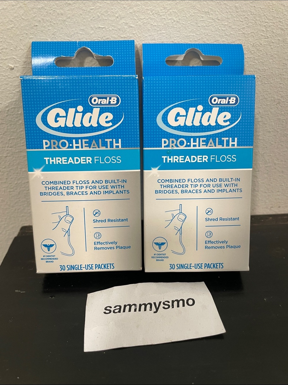 Oral-B Glide Pro-Health Threader Floss 30 Single Use Packets Original x2
